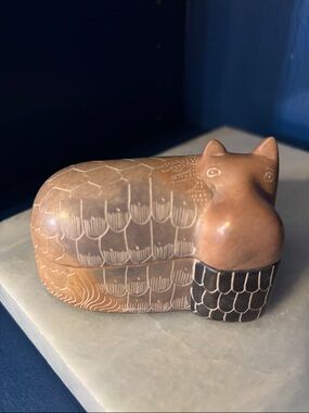 Hippo Hand-carved soapstone trinket box - Kenya art